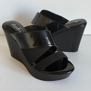 Charles by Charles David Black Fefe‎ Platform Wedge Sandals Women's Size 7.5